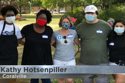Kathy Hotsenpiller and other Coralville anti-racism activists